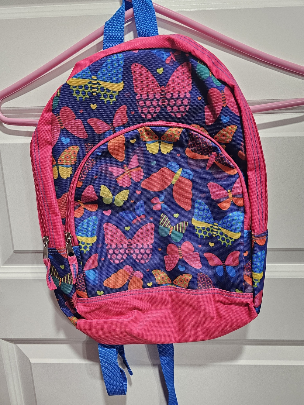 Girls Butterfly Print Mini Backpack - Pink & Blue